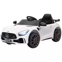 Vaikiškas elektrinis automobilis 12 V su 2.4G nuotolinio valdymo pulteliu, USB, MP3, žibintais, atbulinės eigos funkcija, 3-5 km/h, 3-6 metų vaikams, baltas
