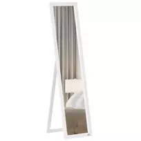 HOMCOM Viso ilgio veidrodis, 154 x 37 cm sieninis veidrodis su stovu, stovintis veidrodis svetainei, miegamajam, baltas