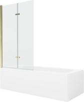 Vonia Mexen Vega su apdaila ir stiklo sienele, 150x70 cm + 100 cm (II), White+Gold/Transparent