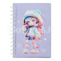 Užrašų knygutė su spirale CUTE 179x126mm 80lap linija violetinė