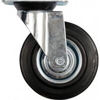 Ratukas vežimėliui d-125mm, 100kg, guminis, juodas, pasukamas Vorel (87313)
