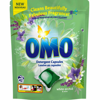 Universalios skalbimo kapsulės OMO WHITE ORCHID & MINT, 42 vnt.