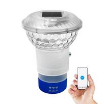 Saulės energija maitinamas baseino chloro plūdurė su spalvotais šviesos diodais Reguliuojamas baseino chloro dozatorius Plaukiojantis baseino chloro dozatorius įvairiaspalvis