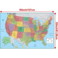 Map of the United States-Administrative Map,Frameless,for Bedroom,Living Room,Office,Dorm,World Map Wall Decor,Educational/Travel supplies 32*50inch/81.28*127cm