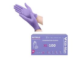 Kid-Man Nitrilinės pirštinės XL dydis 100 vnt, violetinės spalvos, be pudros, vienkartinės