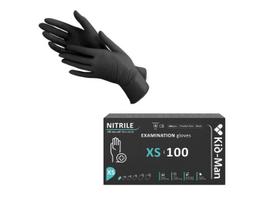 Kid-Man Nitrilinės pirštinės XS dydis 100 vnt, juodos spalvos, be pudros, vienkartinės