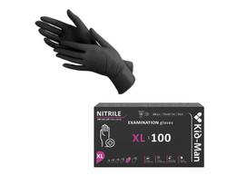 Kid-Man Nitrilinės pirštinės XL dydis 100 vnt, juodos spalvos, be pudros, vienkartinės