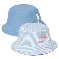 LITTLE DUTCH dvipusė kepurė nuo saulės Ocean Sea Life Blue/Stripes“ 0-1 metų vaikams