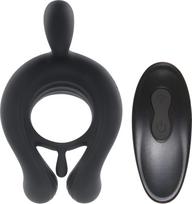 Playboy Pleasure Triple Play vibruojantis penio žiedas žiedas su pulteliu - Juoda
