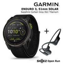 GARMIN Enduro 3 – 51 mm, Solar, Sapphire + SHOKZ Open Run Black sportinis laikrodis 010-02751-01 / S805-ST-BK