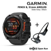 GARMIN Fenix 8 51 mm, AMOLED, Slate Gray + SHOKZ Open Run Black sportinis laikrodis 010-02905-00 / S805-ST-BK