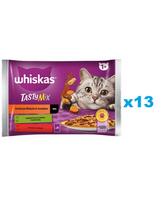 WHISKAS Adult 52x85g Rural Flavours Collection drėgnas kačių ėdalas su ėriena, vištiena ir morkomis, jautiena ir paukštiena.