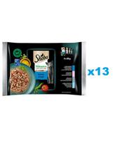 SHEBA Nature’s Collection Rybne Smaki 52x85 g drėgnas visavertis pašaras suaugusioms katėms su tunu, lašiša, menke, vandenyno žuvies gabalėliais