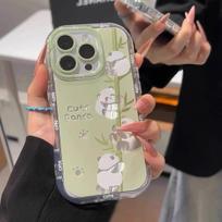Panda Mirror Bracket Suitable for Iphone16promax IPhone Case 15 Feather Yarn 14 Cute Anti-fall 13 Women iphone 16
