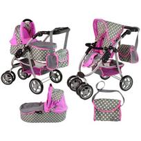 Lėlių vežimėlis Lean Toys 2in1, pilkas