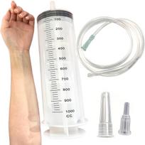 1000 ml Didelis švirkštų rinkinys, skirtas mokslinėms laboratorijoms, skysčiams, augalų drėkinimui, rašalui, akvariumo vandens keitimui, didelių gyvūnų šėrimui, daugiafunkcis 1000ML  tube and converter and cap