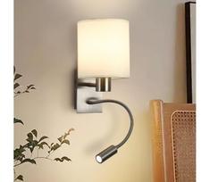 Brilagi -LED Lankstus sieninis šviestuvas NUBILA 1xE27/25W/230V+LED/3W matinis chromas/kreminė