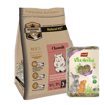 KORONA NATURY Natural-Vit maistas žiurkėnams 1,6kg + VITAPOL Šienas graužikams 1,2kg
