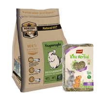 KORONA NATURY Natural-Vit maistas šinšiloms 750g + VITAPOL Šienas stambiems graužikams 800g