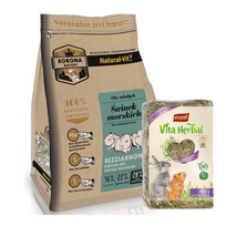 KORONA NATURY Natural-Vit ėdalas jūrų kiaulytėms junior 750g + VITAPOL Šienas stambiems graužikams 800g
