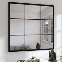 vidaXL Sieninis veidrodis, juodos spalvos, 60x60cm, metalas