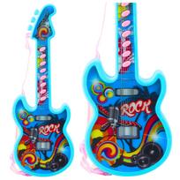 Vaikiška mėlyna elektrinė gitara su melodijomis ir solmizacijos klavišais, 29x10.5x2 cm