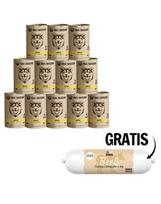 PAKA ZWIERZAKA Triušienos ir šernų maistas su moliūgais šunims 12 x 400g + Jautienos dešra šunims 200g NEMOKAMAI