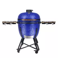 Kepsninė BIGGRILL Kamado 23,5" mėlynas + daugiafunkcinė 2 zonų sistema + plieninis pelenų valymo įrankis + kepsninės uždangalas + keramikinis vištos laikiklis