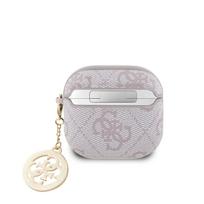 Guess 4G Script PC/PU Charm dėklas skirtas AirPods 4 rožinės spalvos