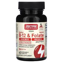 "Jarrow Formulas" Metil B-12 5000 mcg ir metilo folatas 800 mcg, vyšnių skonio - 60 pastilių