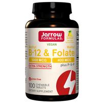"Jarrow Formulas" vitaminas B12 1000 mcg + folio rūgštis 400 mcg - 100 kramtomųjų tablečių