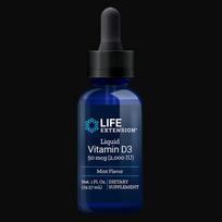 "Life Extension" vitaminas D3 2000 TV mėtų lašai - 29,57 ml