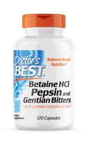 DOCTOR'S BEST betaino HCL + pepsinas + gencijono šaknis (120 kapsulių).