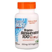 DOCTOR'S BEST Trans-Resveratrol 100 mg + polifenoliai 80 mg (60 kapsulių)