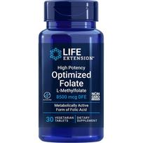 "LIFE EXTENSION Folate" - didelio stiprumo optimizuotas folatas (30 tablečių).