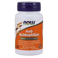 NOW FOODS 4x6 Acidophilus - 4 milijardai acidofilų probiotikų (60 kapsulių).