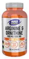 NOW FOODS Argininas 500 mg + Ornitinas 250 mg (250 kapsulių).