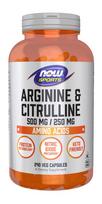 NOW FOODS L-argininas 500 mg + L-Citrulinas 250 mg (240 kapsulių)