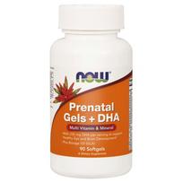 NOW FOODS Prenatal Gels + DHA - Prenataliniai vitaminai ir mineralai + DHA (90 kapsulių).
