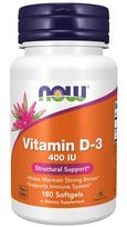 NOW FOODS Vitaminas D-3 (180 kapsulių)