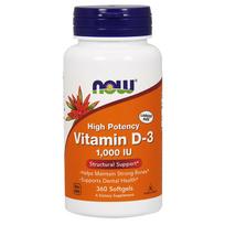 NOW FOODS Vitaminas D3 1000 TV (360 kapsulių)