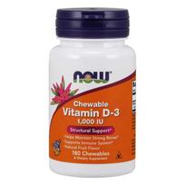 NOW FOODS Vitaminas D3 1000 TV kramtomųjų (180 tablečių).