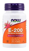 NOW FOODS Vitaminas E 200 su tokoferolių mišiniu (100 kapsulių).