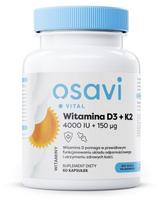 OSAVI Vitaminas D3 + K2, 4000 TV + 150 mcg (60 kapsulių).