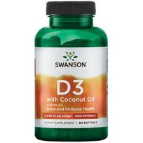 SWANSON D3 su kokosų aliejumi (60 kapsulių)