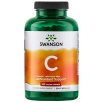 SWANSON Vitaminas C 500 + erškėtuogės (250 kapsulių).