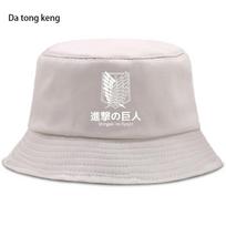 Attack on Titan Summer Hat Women Unisex Panama Bucket Cap The Design Flat Visor Japan Anime Fisherman Hat 2023 56-58cm
