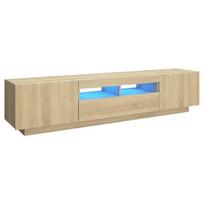Televizoriaus spintelė su LED apšvietimu, 180x35x40 cm, ruda