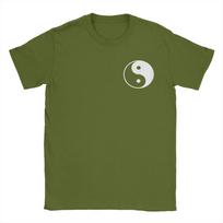 Vintage Yin Yang Bagua Formation T-Shirts Men Crew Neck Pure Cotton T Shirt  Short Sleeve Tees Party Clothing S armijos žalia spalva