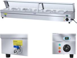 Royal Catering Vandens šildytuvas su čiaupu ir stikliniu dangčiu 2200W 30L + 5x GN1/2 indas